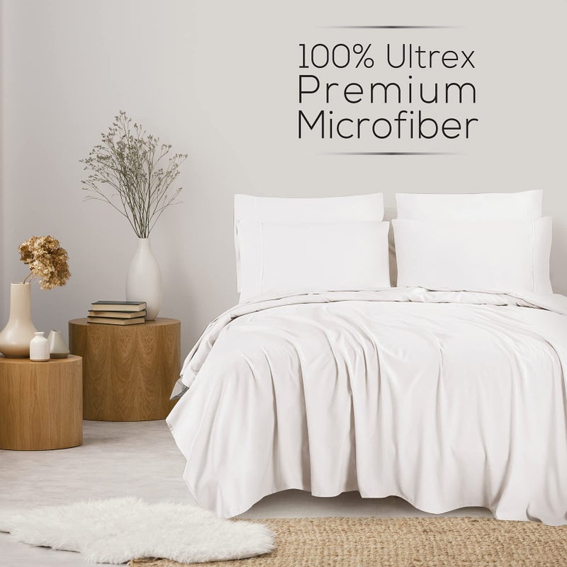 Mueller Luxury 6 PC Full Size Bed Sheets  Super Soft 1800  Deep Pocket up to 16"" Full Size Sheets  Transfers Heat  Breathes Better  Hypoallergenic  Wrinkle-Resistant  Oeko-TEX  White - Image 2