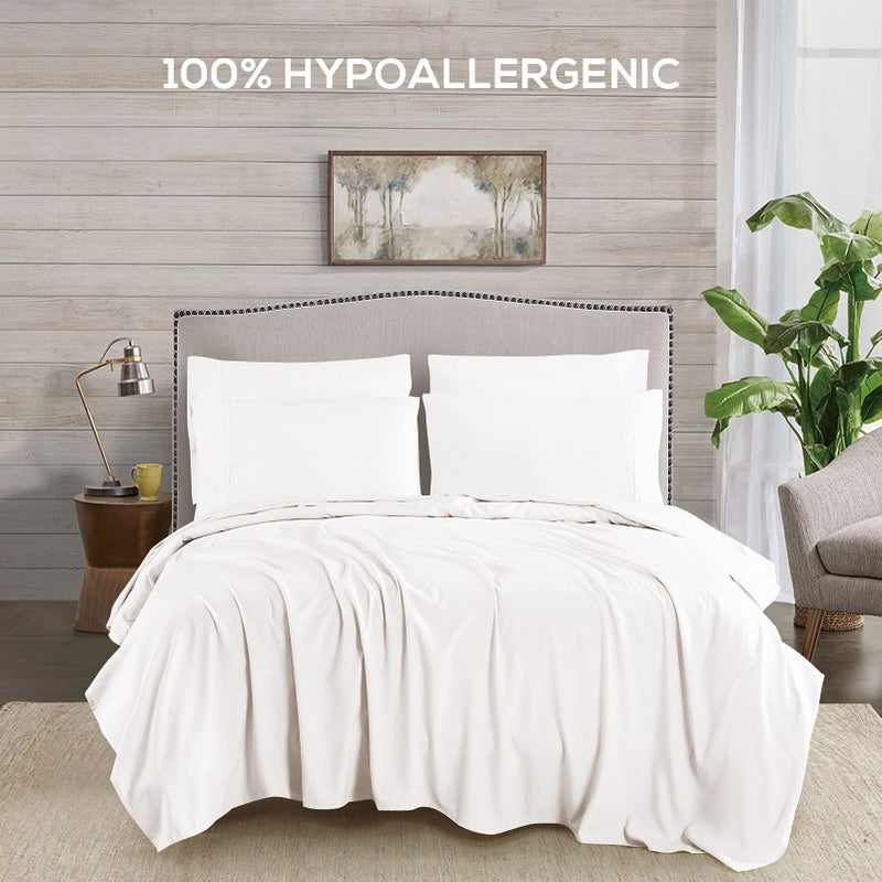 Mueller Luxury 6 PC Full Size Bed Sheets  Super Soft 1800  Deep Pocket up to 16"" Full Size Sheets  Transfers Heat  Breathes Better  Hypoallergenic  Wrinkle-Resistant  Oeko-TEX  White - Image 5