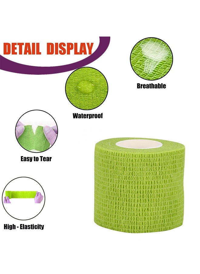 شريط ضاغط للربط لأغراض الوشم، 5 متر شريط ذاتي اللصق غير منسوج يثبت بشدة، لفافة مقبض آلة الوشم، دعم لربط المفاصل الرياضية (أخضر) - Image 2