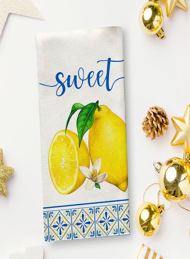 Yarcooly Italian Lemon Kitchen Towels 18×26 Inch Blue & Cyan Home Party Decor - Image 5
