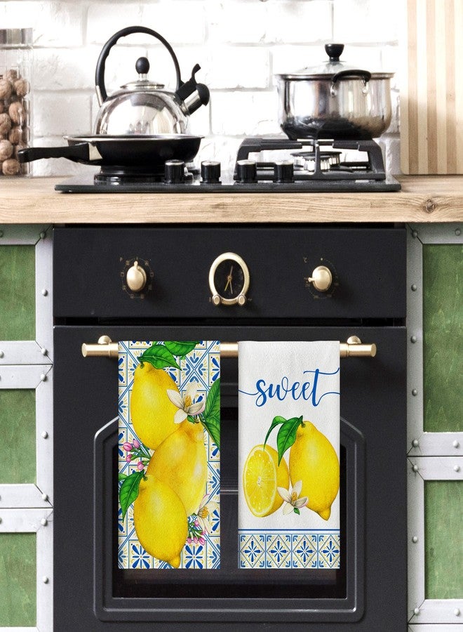 Yarcooly Italian Lemon Kitchen Towels 18×26 Inch Blue & Cyan Home Party Decor - Image 4