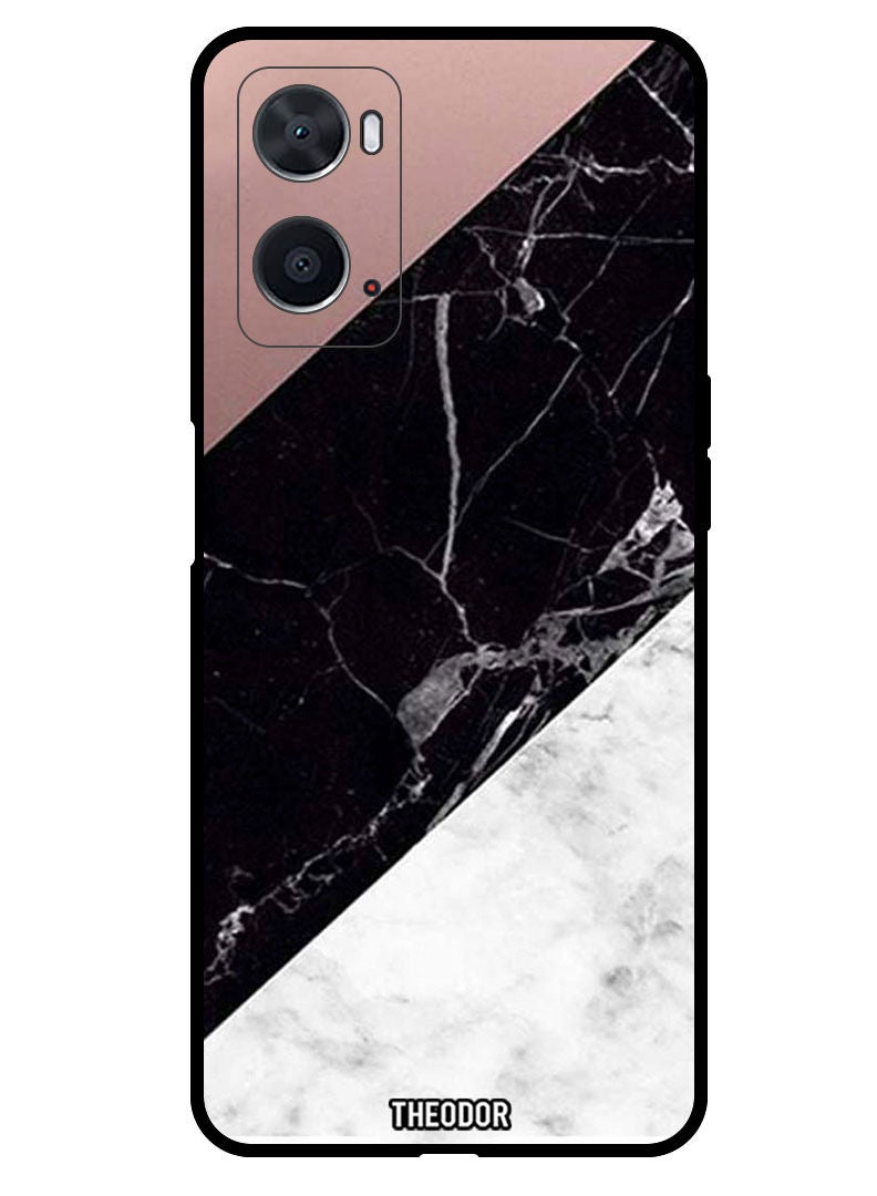 Theodor Protective Case Cover For OPPO A76  Hite & Black Marble Top Is Plain - Image 1