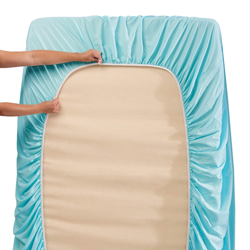Clara Clark Clara Clark Flex Top King Sheets  6 Piece Set - Hotel Luxury Sheets for Top Split King Bed  Super Soft Bedding Sheets & Pillowcases  Head Split King Sheets  Aqua Light Blue  - Image 4