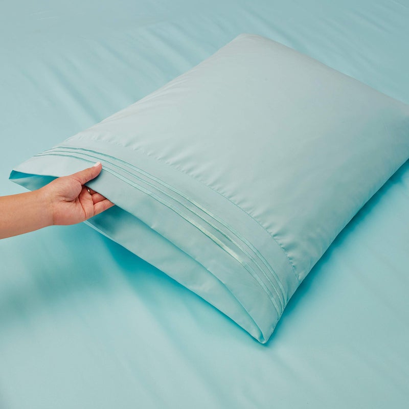 Clara Clark Clara Clark Flex Top King Sheets  6 Piece Set - Hotel Luxury Sheets for Top Split King Bed  Super Soft Bedding Sheets & Pillowcases  Head Split King Sheets  Aqua Light Blue  - Image 3