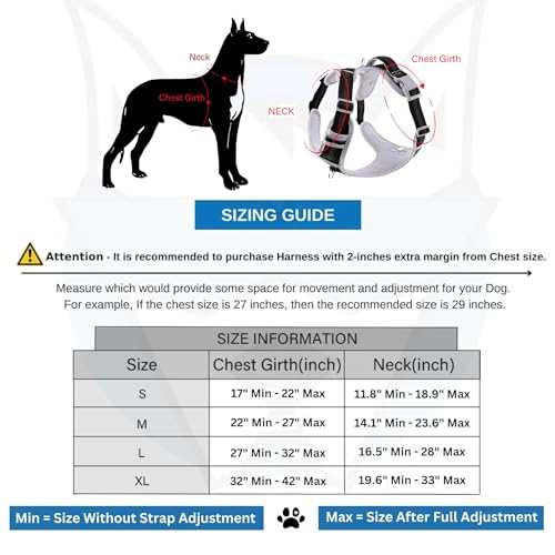 HANK Dog Harness | 3M Reflective Strap | Dog Body Vest for Medium Dogs | Soft Comfortable Padded | Anti Pull Harness for Walking, Training (Black - Grey - M (14-22Kg) - Image 5