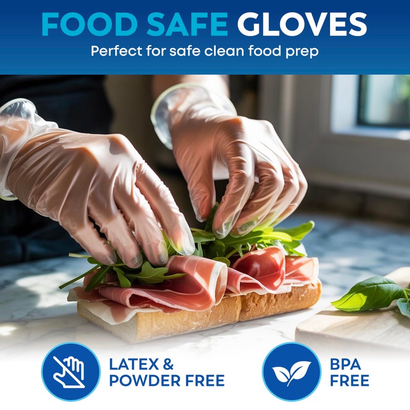 Keppi 110 Pack Clear Vinyl Gloves â€“ Disposable, Latex-Free, BPA-Free, Powder-Free â€“ Food Safe Plastic Gloves for Cooking, Cleaning, Food Prep, Catering, BBQ, Baking & Restaurant Use - (Medium) - Image 3