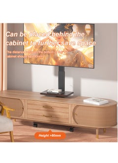 HILLPORT Mobile Floor TV Stand for 32 to 70 inch TVs with Wooden 2 Storage Base,Portable Mobile Cart with Wheels, with Swivel Mount,Corner Universal Stands for Bedroom, Outdoor  - Image 3