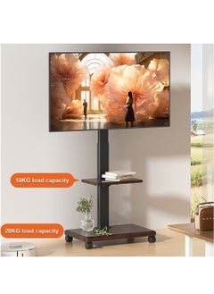 HILLPORT Mobile Floor TV Stand for 32 to 70 inch TVs with Wooden 2 Storage Base,Portable Mobile Cart with Wheels, with Swivel Mount,Corner Universal Stands for Bedroom, Outdoor  - Image 5