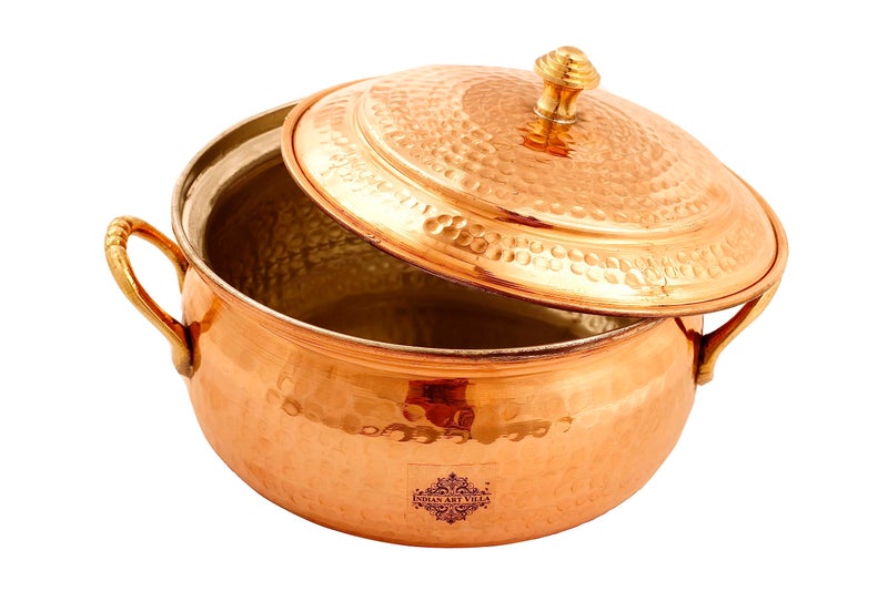 Indian Art Villa Pure Copper Casserole with Tin Lining, Tableware, 1600 ML - Image 1