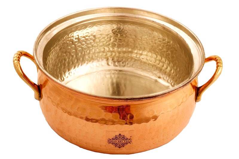 Indian Art Villa Pure Copper Casserole with Tin Lining, Tableware, 1600 ML - Image 5