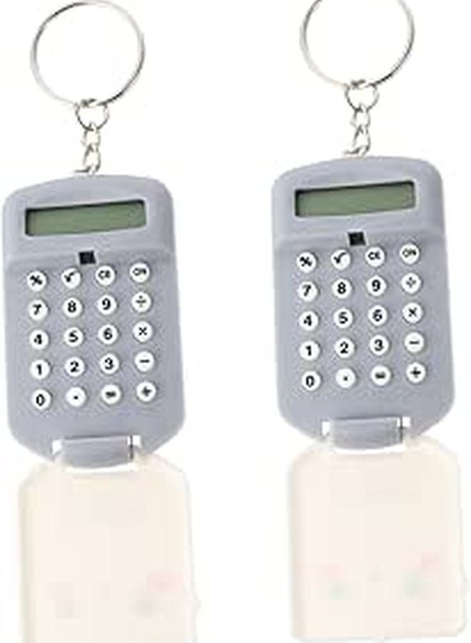 2Pcs Mini Cartoon Calculator Portable Lightweight Plastic Arithmetic Tool Gray - Image 1