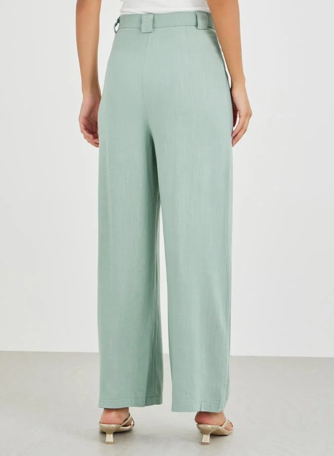 Styli Styli Mid Rise Wide Leg Pants
