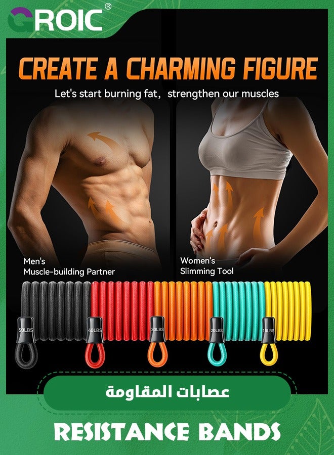 GROIC أشرطة مقاومة بمقابض ومرساة باب وأشرطة كاحل، مجموعة أشرطة مقاومة للتمرين، أشرطة مرنة لتمارين البيلاتس مع مرساة باب (150 رطلاً) - Image 2