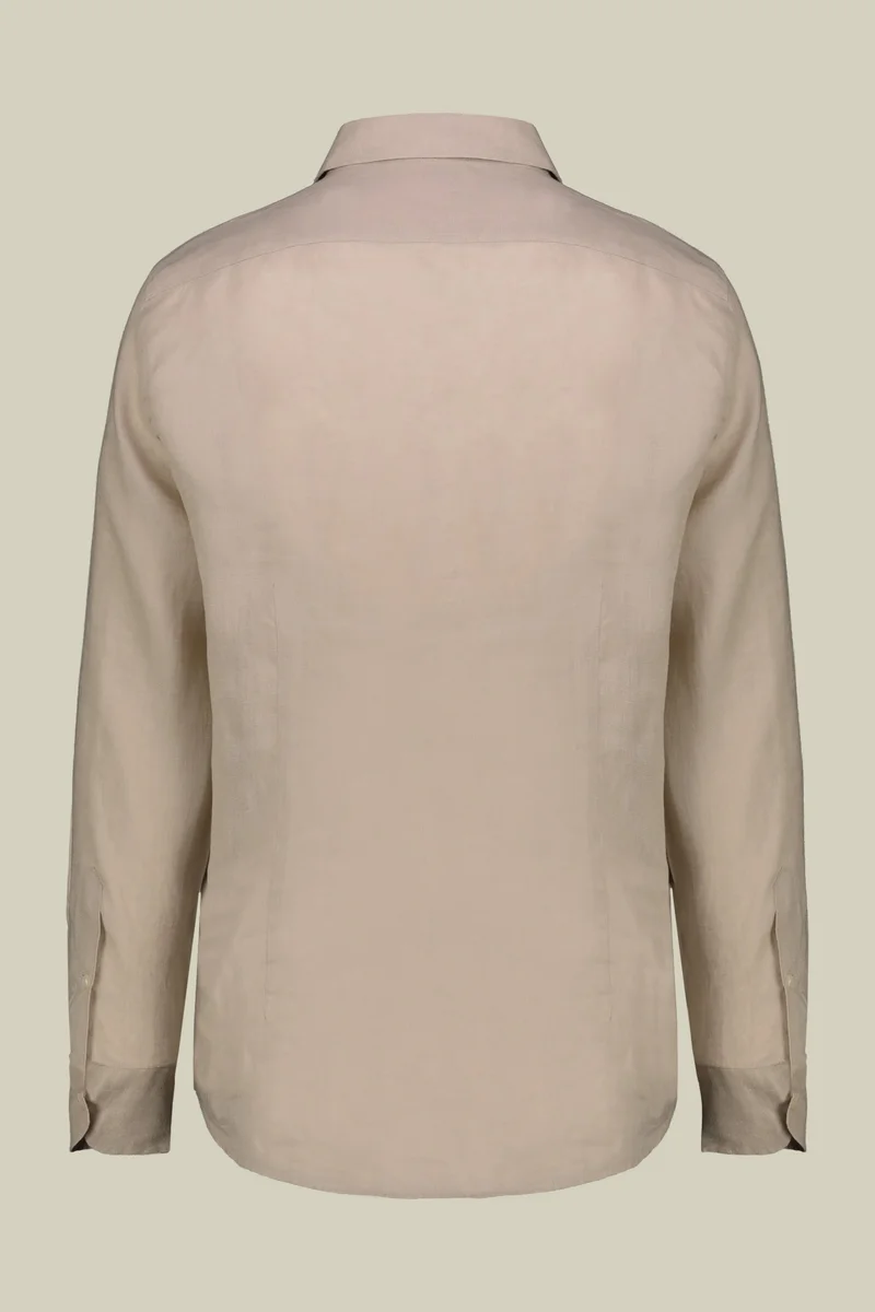 Doppelganger Beige Men's casual shirt with classic collar, 100% linen - Sand for Men | Best Price UAE