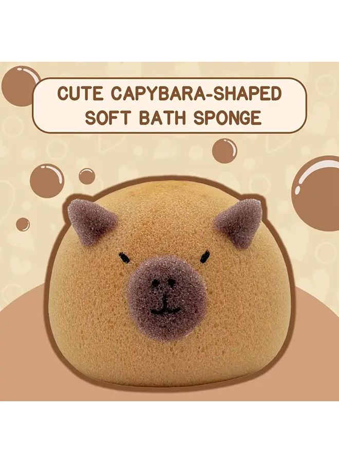 Light Color Quduo Bath Ball Capybara Shaped Konjac Sponge Gentle Exfoliating Shower Pouf Unscented - Image 1