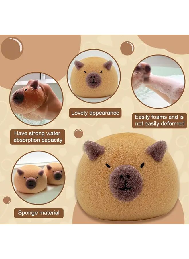 Light Color Quduo Bath Ball Capybara Shaped Konjac Sponge Gentle Exfoliating Shower Pouf Unscented - Image 3