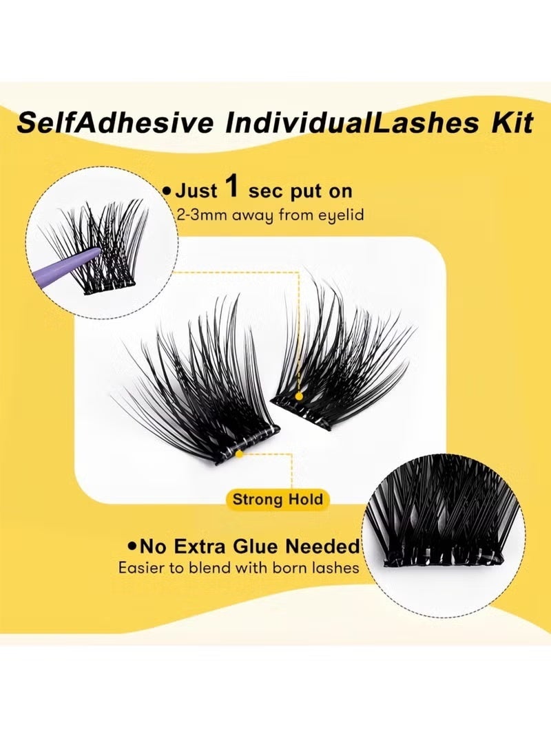 Gecomo Self Adhesive Eyelashes Clusters 120PCS Press On Lashes Clusters Kit Reusable Pre Glued Lashes, Mix 10-16mm Individual Lash Extension Kit with Lash Tweezers for Beginners - Image 2