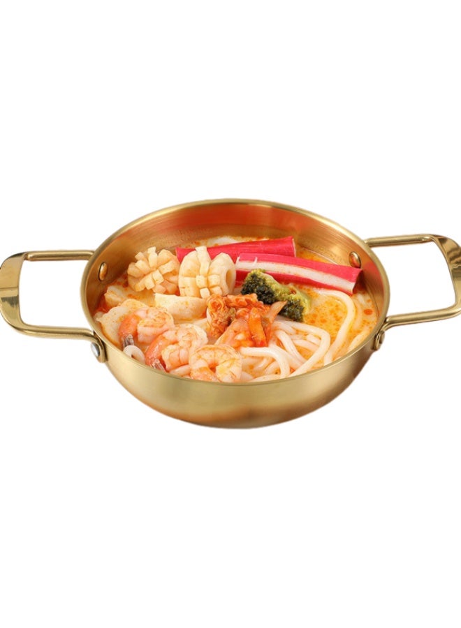 Gold Stainless Steel Two-Handed Frying Pan, Non-Stick Deep Wok Frying Pan for Frying, Roasting and Serving Classic Small Everyday Use for Chefs (24cm) - Image 3