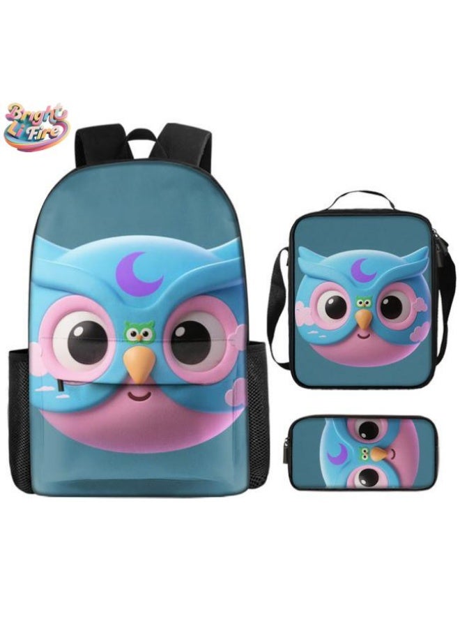 Bright Li Fire Unlock the new fashion of childish fun! Three-piece set of bags, cartoon elements for children and teenagers (students, children, friends' outings, mountain climbing, schooling, etc. can be used) - 6 - Image 1