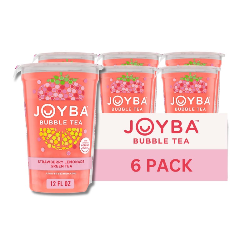 Joyba Bubble Tea Strawberry Lemonade Green Tea, 6 Pack, 12 fl. oz. Cups - Image 1