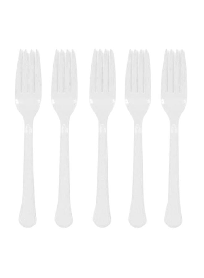 Amscan Reusable Heavy Duty Food Grade Plastic Forks, White - 20pcs