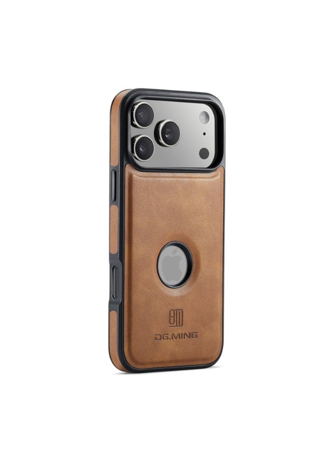 DGMING Case Cover Premium Leather Back with Logo CutOut Shockproof Compatible with  Iphone 17 Pro (Brown) - Image 5