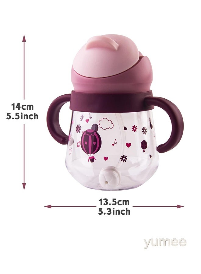 yumee Sippy Cup for Baby 6-12 Months, Spill-Proof & Leak-Proof with Weighted Straw, BPA-Free Soft Spout Trainer Cup with Handles, 260ml, Purple  - Image 3