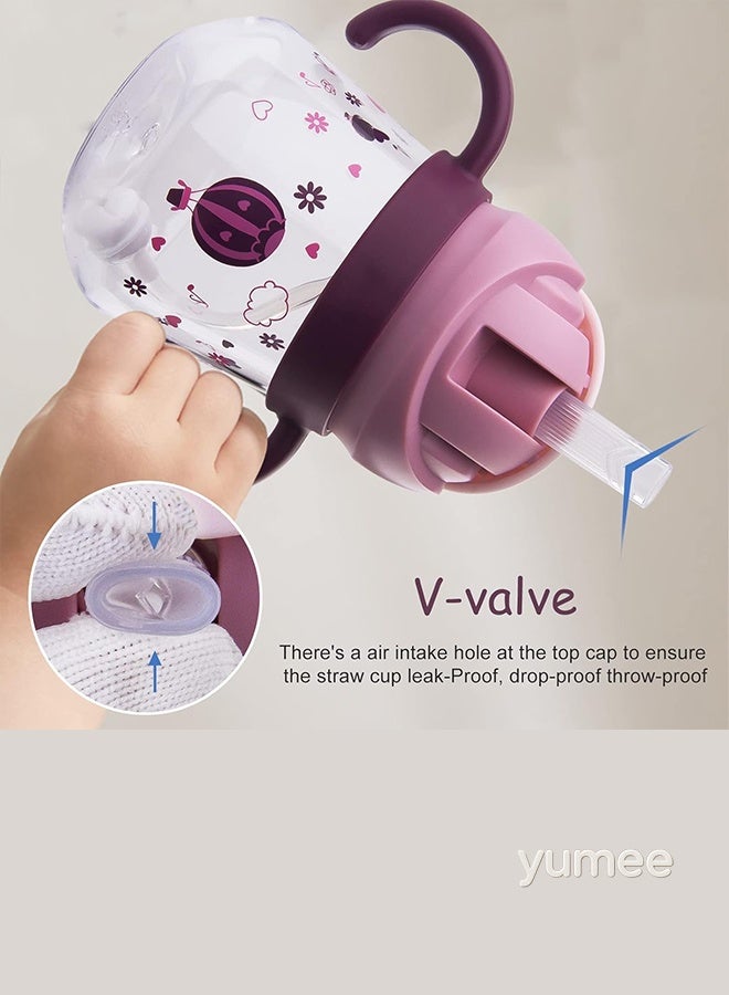 yumee Sippy Cup for Baby 6-12 Months, Spill-Proof & Leak-Proof with Weighted Straw, BPA-Free Soft Spout Trainer Cup with Handles, 260ml, Purple  - Image 2
