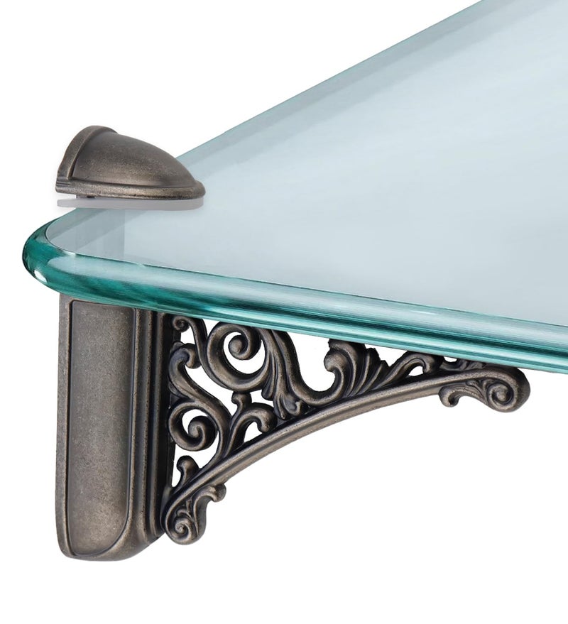 Chinflly 2 Pcs Heavy Duty Adjustable Glass Shelf Brackets Wall Mount Glass Clamp Holder Fit for 640mm Thick Glass Easy Install for Bathroom Kitchen Study Grey - Image 2