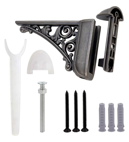 Chinflly 2 Pcs Heavy Duty Adjustable Glass Shelf Brackets Wall Mount Glass Clamp Holder Fit for 640mm Thick Glass Easy Install for Bathroom Kitchen Study Grey - Image 3