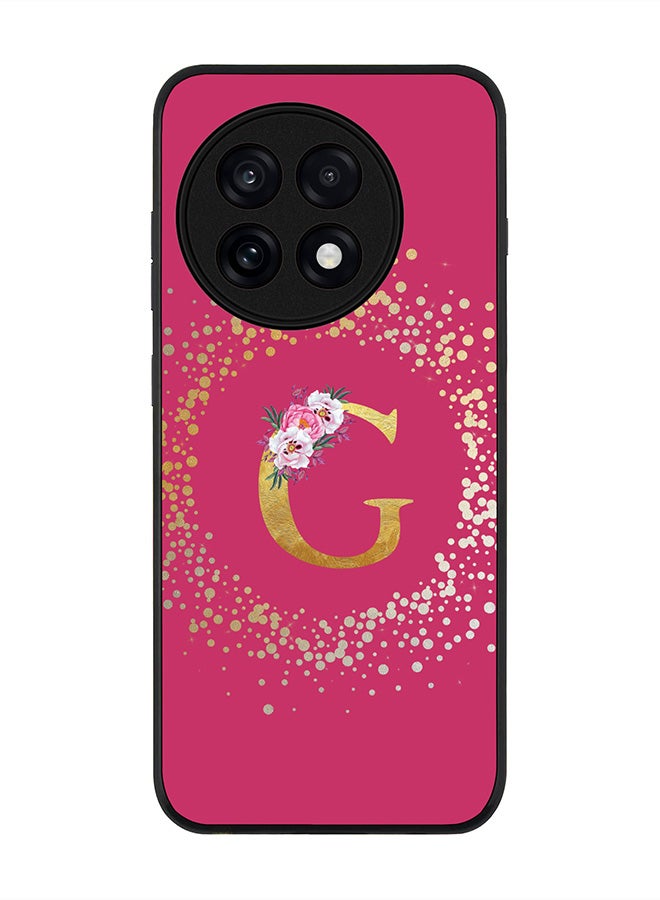 Stylizedd For OnePlus 13R / Ace 5 Pro Case,Slim fit Camera Protection, Shockproof Thin Phone cover  - Custom Monogram Floral - G ( Deep Pink )