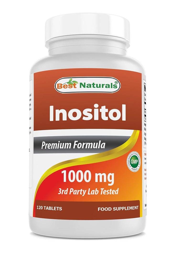 Best Naturals Inositol 1000mg 120 Tablets - Also Called Vitamin B8  - Image 1