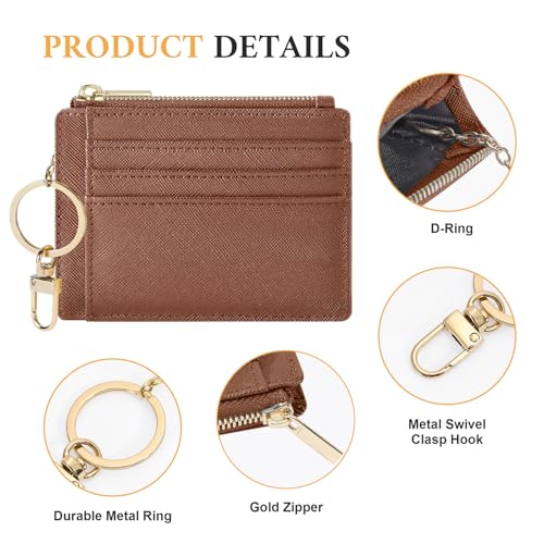 Sodsay Card Case Slim Front Pocket Wallet for Women Credit Card Holder with Keychain(CH Deep Brown) - Image 3