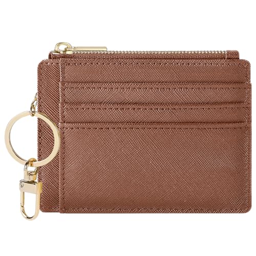Sodsay Card Case Slim Front Pocket Wallet for Women Credit Card Holder with Keychain(CH Deep Brown) - Image 1