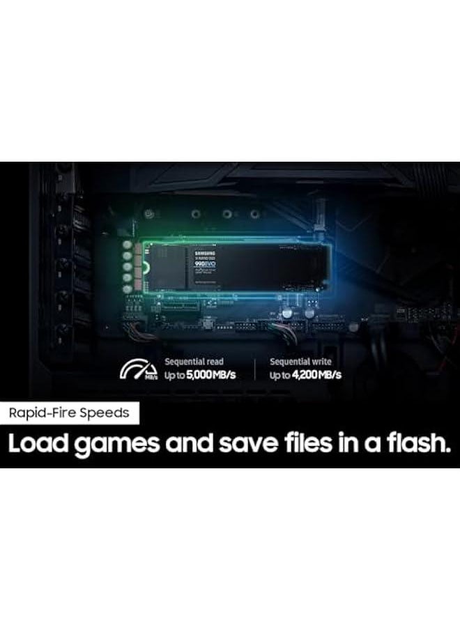 Arabest - 1TB Samsung 990 EVO SSD for PC and Laptop, M.2 NVMe SSD with Speeds Up to 5,000MB/s, Black Color, Internal Solid State Drive Upgrade, PCIe Gen 4x4/Gen 5x2 Compatibility (Model: MZ-V9E1T0B/AM) - Image 1
