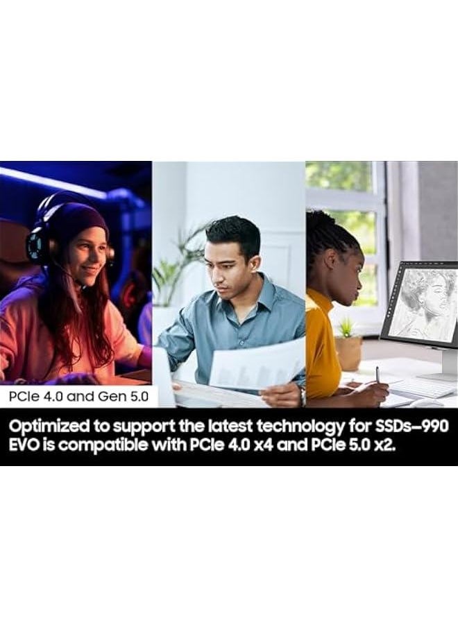Arabest - 1TB Samsung 990 EVO SSD for PC and Laptop, M.2 NVMe SSD with Speeds Up to 5,000MB/s, Black Color, Internal Solid State Drive Upgrade, PCIe Gen 4x4/Gen 5x2 Compatibility (Model: MZ-V9E1T0B/AM) - Image 1