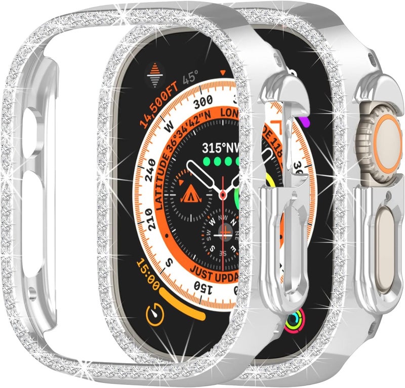 حافظة حماية ابل ووتش الترا 49mm بتصميم بمبر مصنوعة من البولي كاربونيت باللون الفضي - Image 1