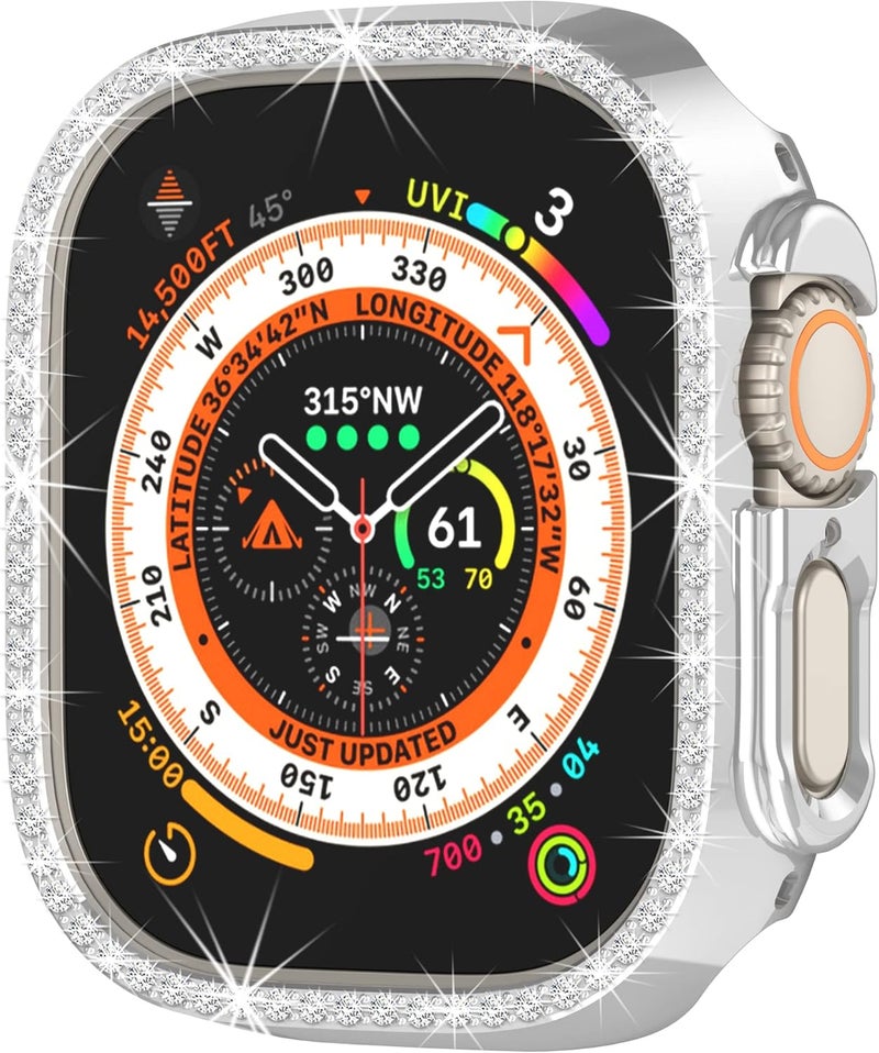 حافظة حماية ابل ووتش الترا 49mm بتصميم بمبر مصنوعة من البولي كاربونيت باللون الفضي - Image 3