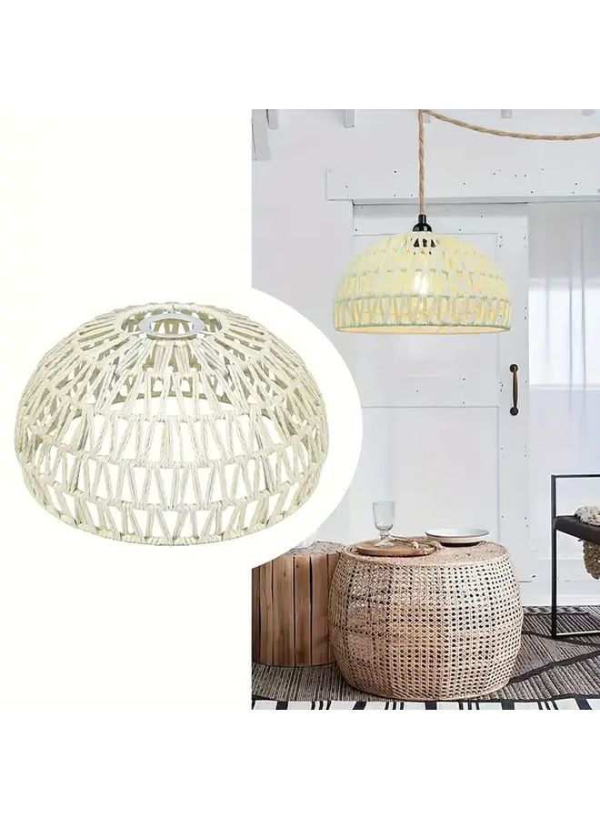 Wood Color Boho Braided Chandelier Lampshade for Living Room Kitchen Cafe Decor - Image 4