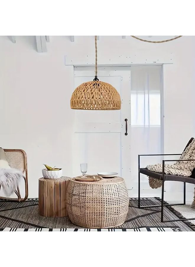 Wood Color Boho Braided Chandelier Lampshade for Living Room Kitchen Cafe Decor - Image 5