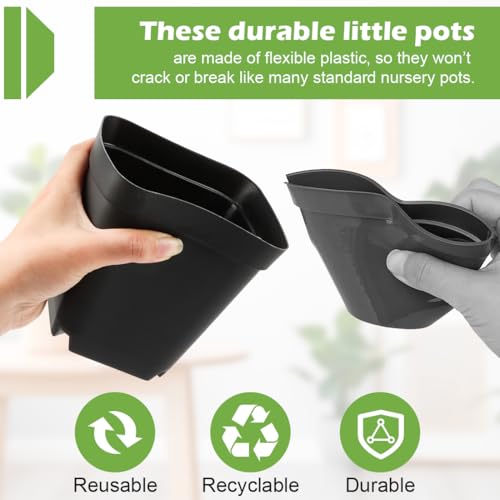 RooTrimmer Square Nursery pots 4 Inches 60Pcs, Seedling Plastic Seeds propogation Growing Pots (Black,4Inches,60Pcs) - Image 4