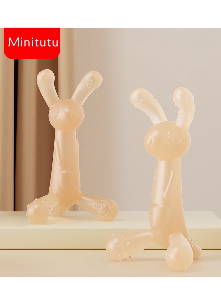Minitutu All-Silicone Little Rabbit Tooth Toy, Anti-Curling Tooth Guard, Soft and Easy-to-Bite Tooth Toy, Teeth-Training Aid - Image 1