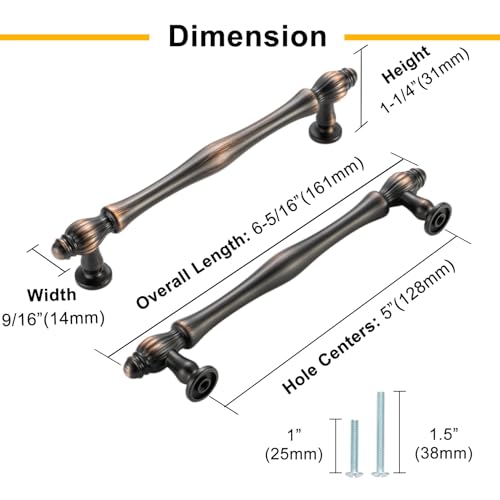 BEROSSA 10 Pack 5 Inch Antique Brass Cabinet Pulls Vintage Brass Cabinet Handles Brass Hardware for Kitchen Cabinets 2510 Drawer Dresser Cupboard Bedroom Bathroom - Image 3