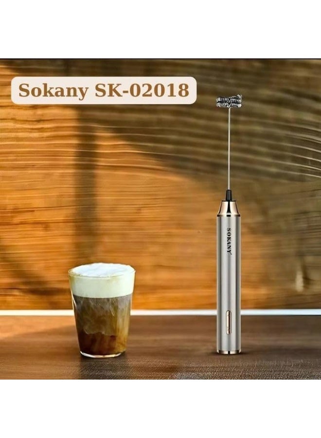 سوكاني مضرب بيض وفوم حليب سوكاني 2 في 1 بشحن USB - موديل SK-02018 - بطارية قوية 1200mAh - مزود برأسين من الستانلس ستيل 304 و3 سرعات قابلة للتعديل - سيلفر/أبيض - Image 4