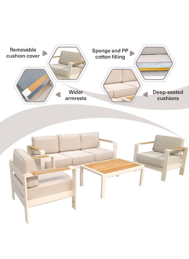 Pan Home Hormonious Outdoor Sofa Set 3+1+1+Ct - White  - Image 3