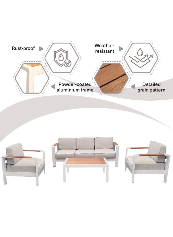 Pan Home Hormonious Outdoor Sofa Set 3+1+1+Ct - White  - Image 4