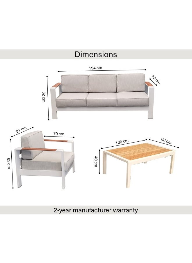 Pan Home Hormonious Outdoor Sofa Set 3+1+1+Ct - White  - Image 5