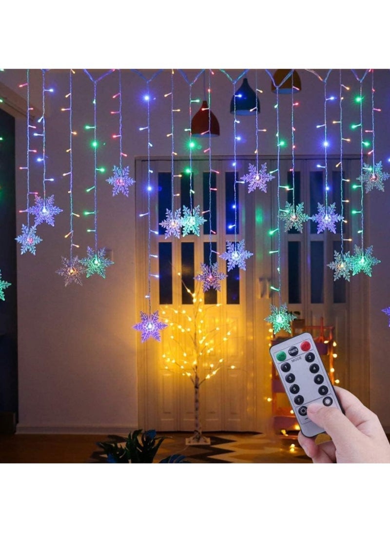 أضواء سلسلة ستائر ندفة الثلج، أضواء مقاومة للماء تعمل بالطاقة الشمسية، أضواء حكاية خرافية، ديكور داخلي وخارجي، ديكور منزلي لحديقة الحفلات، عيد الميلاد 13 قدم (لون، شمسي) - Image 1