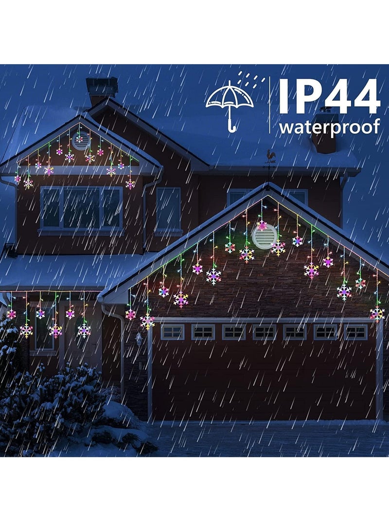 أضواء سلسلة ستائر ندفة الثلج، أضواء مقاومة للماء تعمل بالطاقة الشمسية، أضواء حكاية خرافية، ديكور داخلي وخارجي، ديكور منزلي لحديقة الحفلات، عيد الميلاد 13 قدم (لون، شمسي) - Image 4