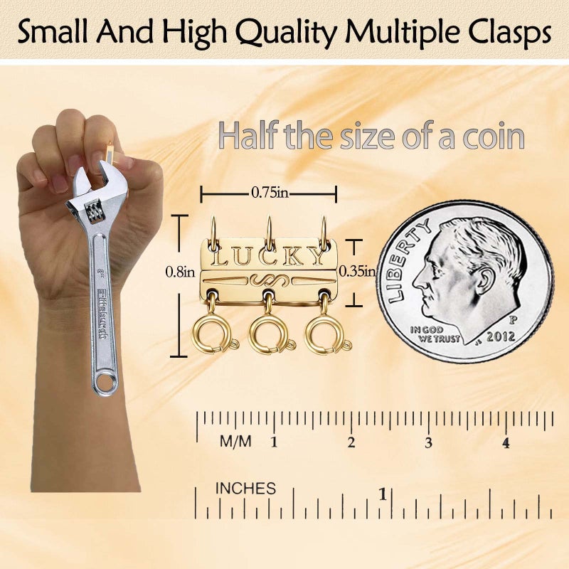 Qulltk Lucky Necklace Layering Clasps 18K Gold and Silver Separator for Stackable Necklaces Chains,Multiple Necklace Clasps and Closures for Layered Look Magnetic - Image 3